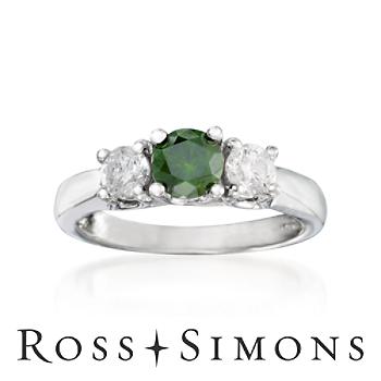 .50 ct. t.w. White and .50 Carat Green Diamond Ring In 14kt White Gold
