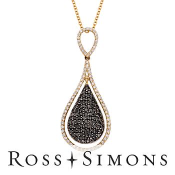 1.60 ct. t.w. Black Diamond and .90 ct. t.w. White Diamond Necklace in 14kt Yellow Gold. 16"