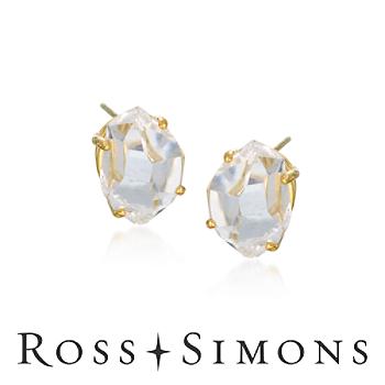 Rock Crystal Stud Earrings In Vermeil