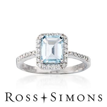 1.40 Carat Aquamarine and .30 ct. t.w. Diamond Ring In 14kt White Gold