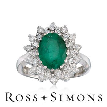 2.50 Carat Emerald and 1.00 ct. t.w. Diamond Ring In 14kt White Gold