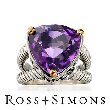 Balinese 10.80ct Amethyst Ring In 18kt Yellow Gold, Silver ross simons amethyst rings