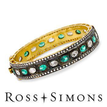 27.00 ct. t.w. Green and White CZ Bangle Bracelet In Two-Tone