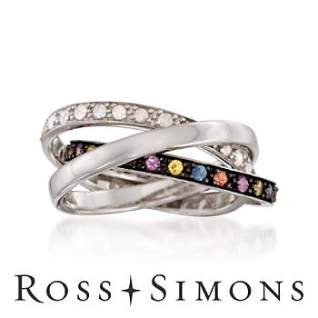 .60ct t.w. Multicolored Sapphire, .50ct t.w. Diamond Rolling Ring