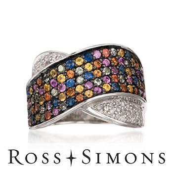 1.65 ct. t.w. Multicolored Sapphire and .25 ct. t.w. Diamond Ring