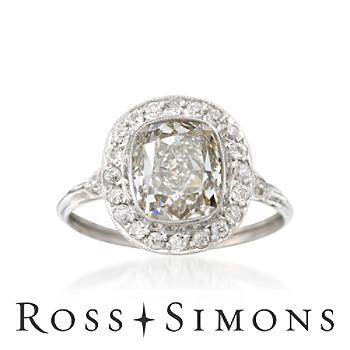 C.1950 Vintage 3.04ct Engagement Ring, Diamonds In Platinum. Size 7 Vintage Diamond Engagement Rings