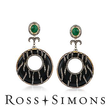 9.10 ct. t.w. Emerald and 2.70 ct. t.w. Diamond Earrings In Two-Tone