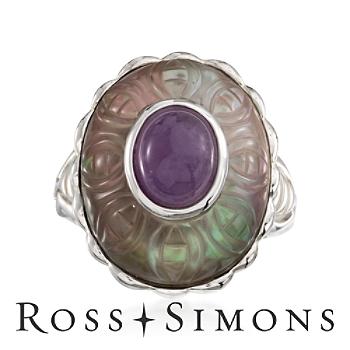 1.30 Carat Amethyst and Rock Crystal Ring In Sterling Silver