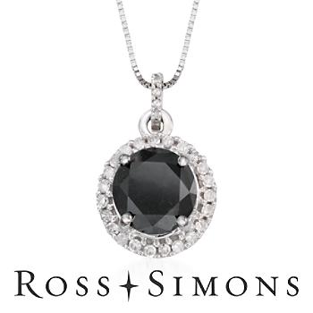 .85 Carat Black Diamond and .15 ct. t.w. White Diamond Pendant Necklace in 14kt White Gold. 18"