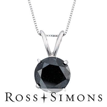 4.00 Carat Black Diamond Necklace In 14kt White Gold. 18" black diamond necklaces