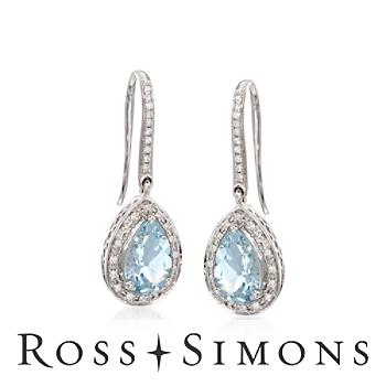 2.15 ct. t.w. Aquamarine and .15 ct. t.w. Diamond Earrings In 14kt White Gold"