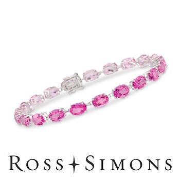 15.00 ct. t.w. Pink Topaz Bracelet In 14kt White Gold pink topaz jewelry