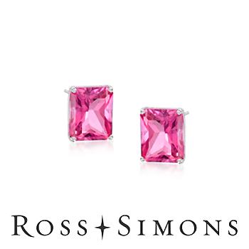 10 00 ct  t w  Pink Topaz Stud Earrings In 14kt Wh