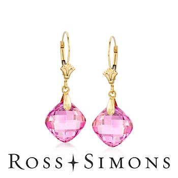8.00 ct. t.w. Pink Topaz Earrings In 14kt Yellow Gold pink topaz jewelry