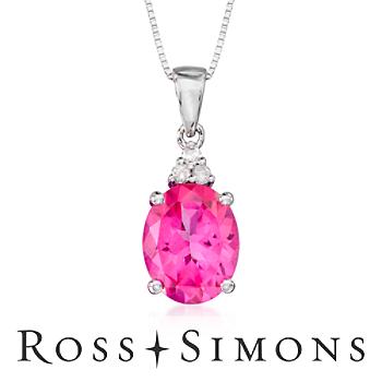 2.50ct Pink Topaz Necklace, Diamonds In 14kt White Gold. 18" pink topaz jewelry