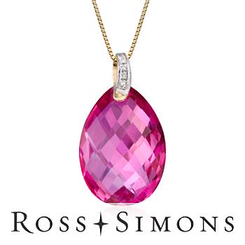 8.50ct Pink Topaz Necklace, Diamonds In 14kt Yellow Gold. 18