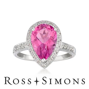 2.50 Carat Pink Topaz Ring With Diamonds In 14kt White Gold pink topaz jewelry