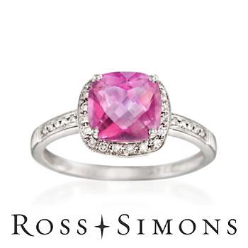 2.00 Carat Pink Topaz and .10 ct. t.w. Diamond Ring In 14kt White Gold pink topaz jewelry