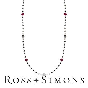 6.50ct t.w. Black Diamond, Ruby Bead Necklace In Gold. 16