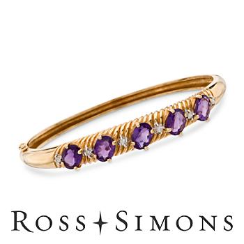C. 1970 Vintage 5.00ct t.w. Amethyst, .15ct t.w. Diamond Bracelet. 6.75