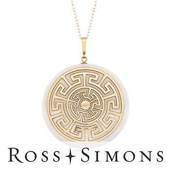 Enamel Greek Key Necklace In 14kt Yellow Gold. 18