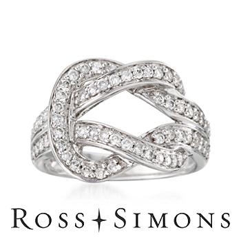 .75 ct. t.w. Diamond Double Knot Ring In 14kt White Gold. Size 7