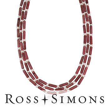 Three-Row 4-5mm Cultured Peal, Rhodonite Bead Necklace. 18"
