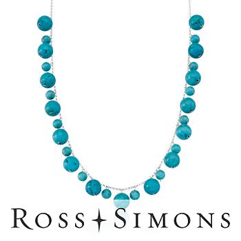 Turquoise Bead Necklace In Sterling Silver. 18"
