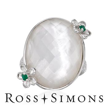 Rock Crystal and Mother-Of-Pearl Doublet Ring In Sterling Silver