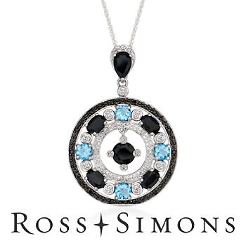 6.05ct t.w. Multi-Gem, .15ct t.w. Black Diamond Necklace. 18