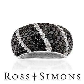 3.05 ct t.w. Black and White Diamond Ring In 14kt White Gold