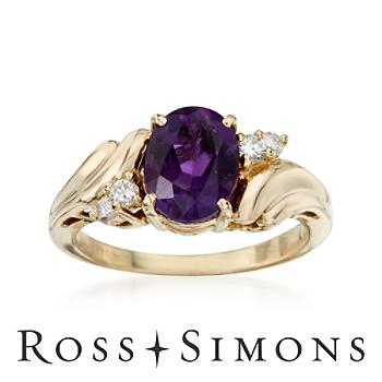 C.1990 Vintage 1.30ct Amethyst, .10ct t.w. Diamond Ring. Size 4.5 vintage amethyst rings