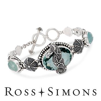 Chalcedony, Blue Topaz Toggle Bracelet In Silver. Adjustable Size