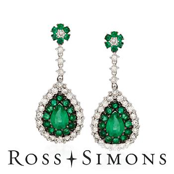 2.35ct t.w. Emerald, 1.40ct t.w. Diamond Earrings In 14kt White Gold may birthstone earrings