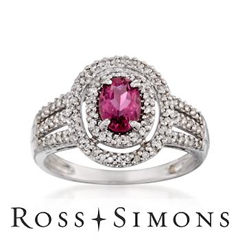 .60ct Pink Tourmaline, .25ct t.w. Diamond Ring In 14kt White Gold