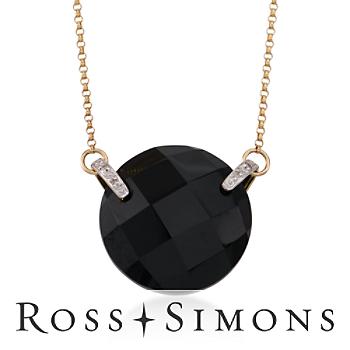 Black Agate Necklace In 14kt Yellow Gold