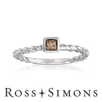.20 Carat Brown Diamond Ring in Sterling Silver. Size 6"