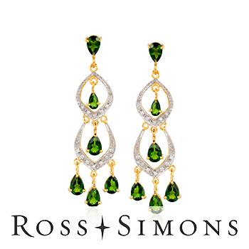 4.80ct t.w. Green Diopside, .10ct t.w. Diamond Chandelier Earrings