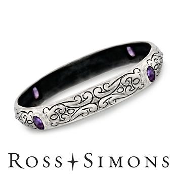 2.50 ct. t.w. Amethyst Bangle With Diamonds In Sterling Silver