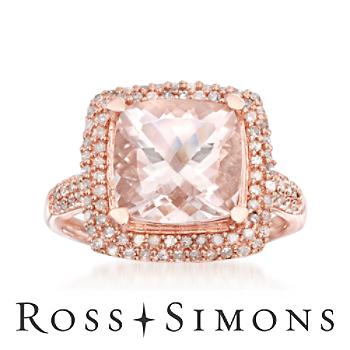 3.90 Carat Morganite and .50 ct. t.w. Diamond Ring In Rose Vermeil