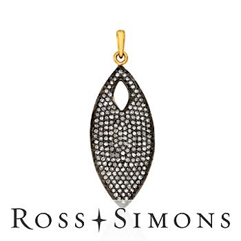 1.65ct t.w. Pave Natural Diamond Pendant, Black Rhodium, Gold. Pendant