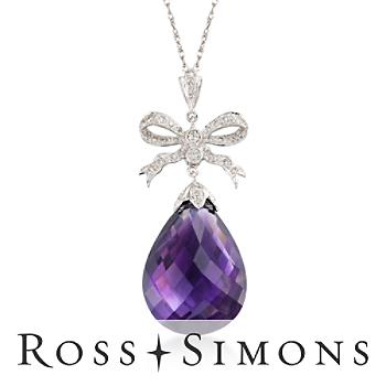 C. 1990 Vintage 17.50ct Amethyst, .65ct t.w. Diamond Necklace. 16" vintage amethyst necklace