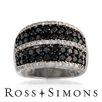 2.70 ct. t.w. Black and White Diamond Striped Ring In Sterling Silver