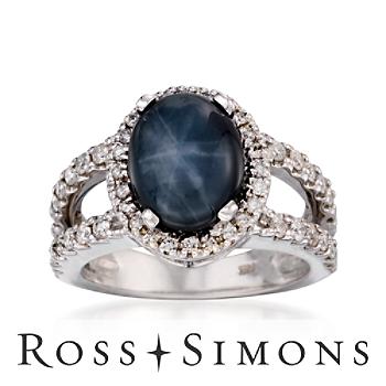 6.75 ct. t.w. Sapphire and Diamond Ring In 14kt White Gold