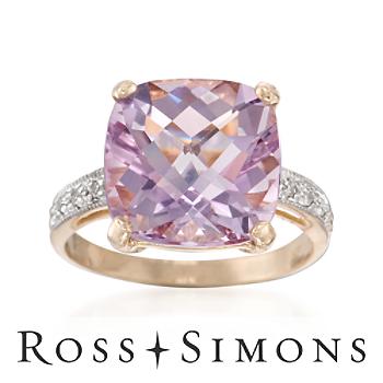 6.00 Carat Amethyst Ring With Diamonds In 14kt Yellow Gold ross simons amethyst rings