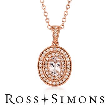 .40 Carat Morganite and .20 ct. t.w. Diamond Pendant Necklace in Rose Vermeil. 18"