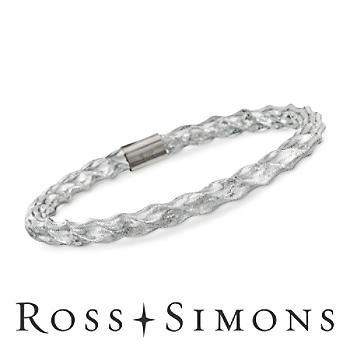 Italian Flex  Bangle Bracelet With 14kt White Gold