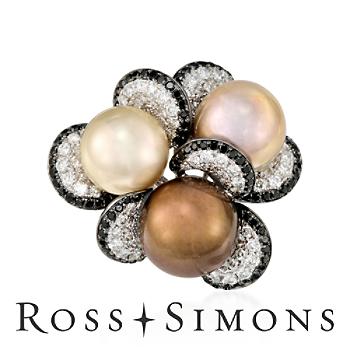 Cultured South Sea Pearl and 2.65 ct. t.w. Diamond Ring In 18kt White Gold. Size 7"