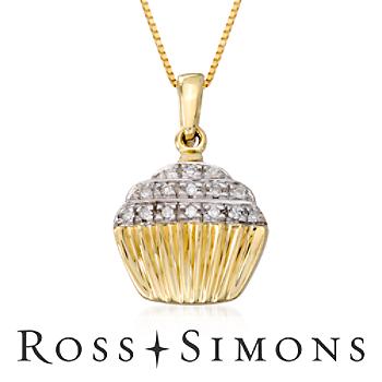 Diamond Accent Cupcake Pendant Necklace, Cupcake Presentation Box. 18"