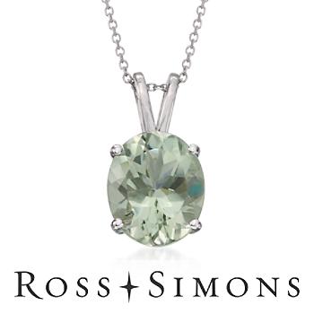 4.00 Carat Green Amethyst Pendant Necklace in Sterling Silver. 18"